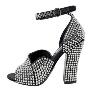 Prada Crystal Runway Sandals Fall 2019 Block Heel Ankle Strap 37